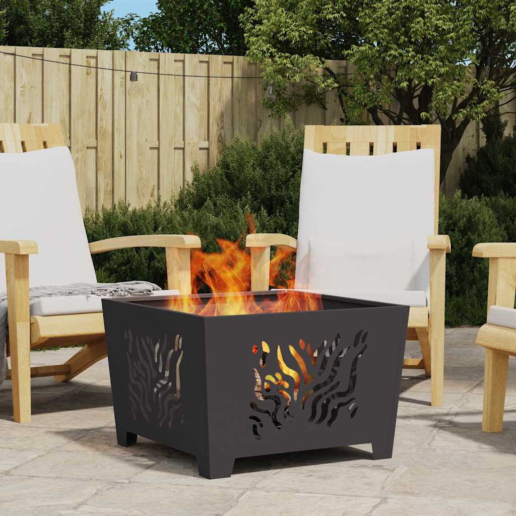 Vidaxl brasero noir 60 x 60 x 40 cm acier