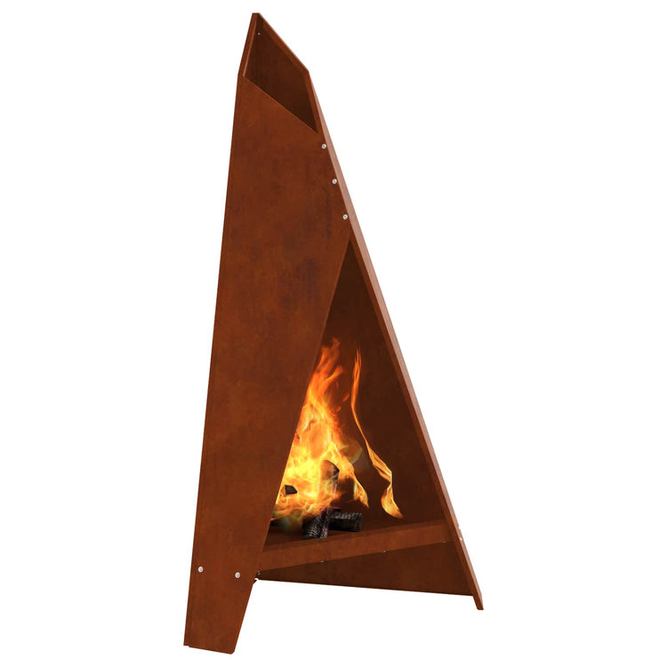 Vidaxl brasero marron 58 x 40 x 100 cm acier corten