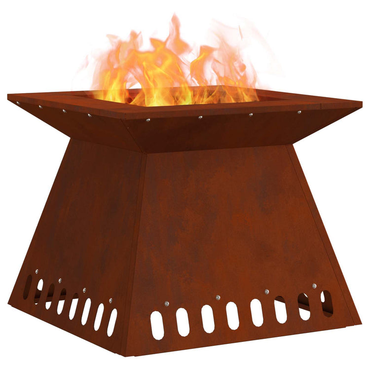Vidaxl brasero marron 48 x 48 x 40 cm acier corten