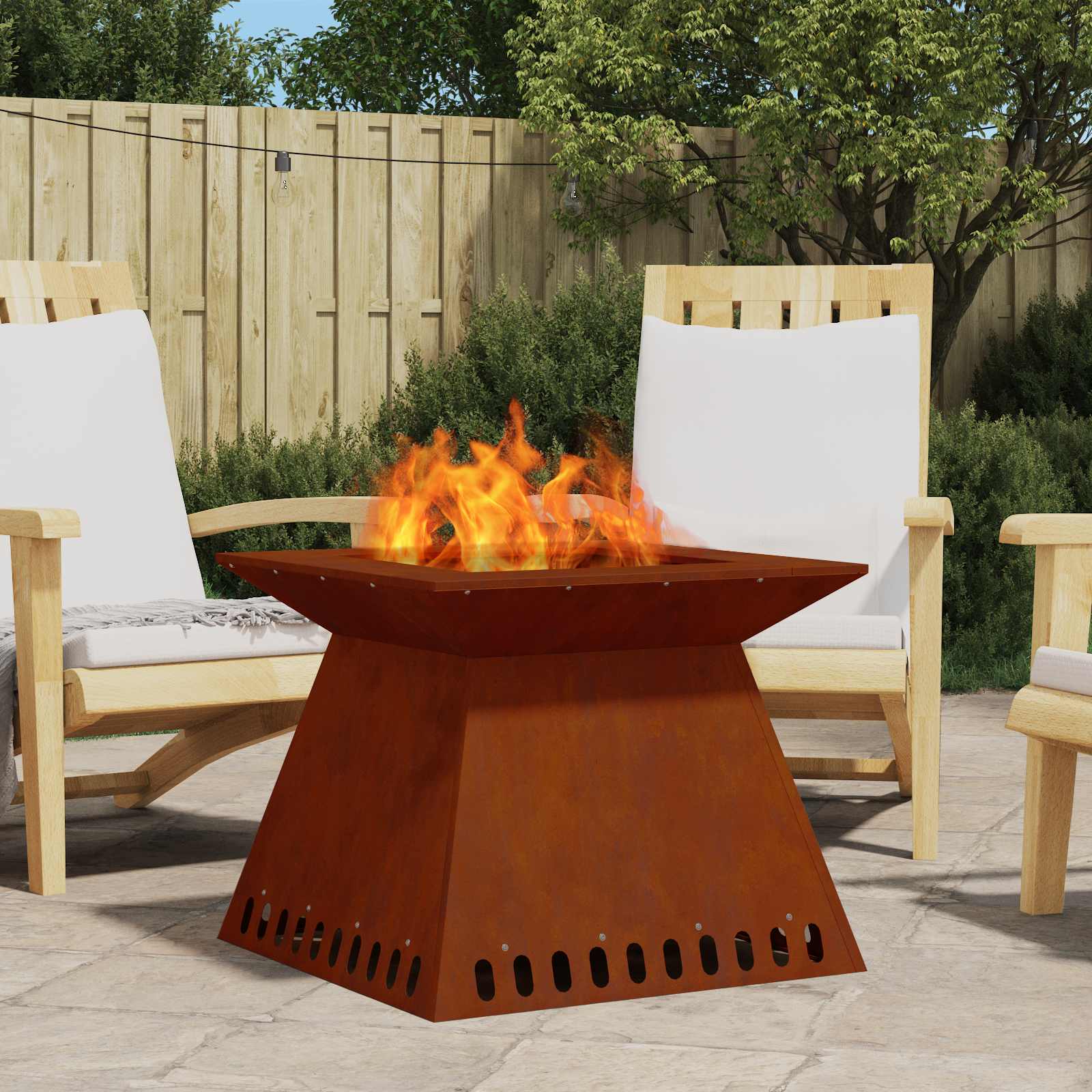 Vidaxl brasero marron 60 x 60 x 50 cm acier corten