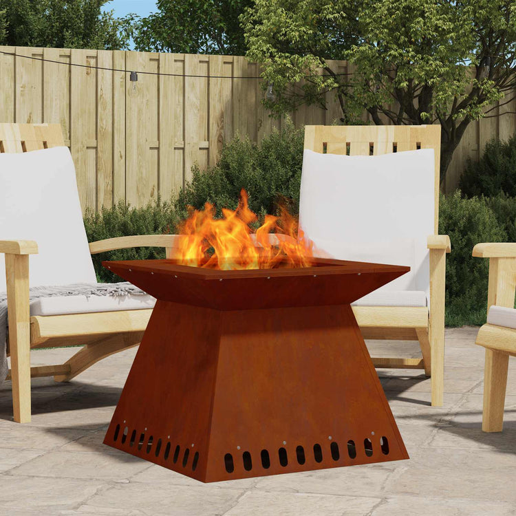 Vidaxl brasero marron 60 x 60 x 50 cm acier corten