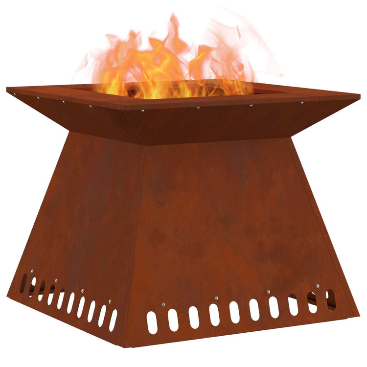 Vidaxl brasero marron 60 x 60 x 50 cm acier corten