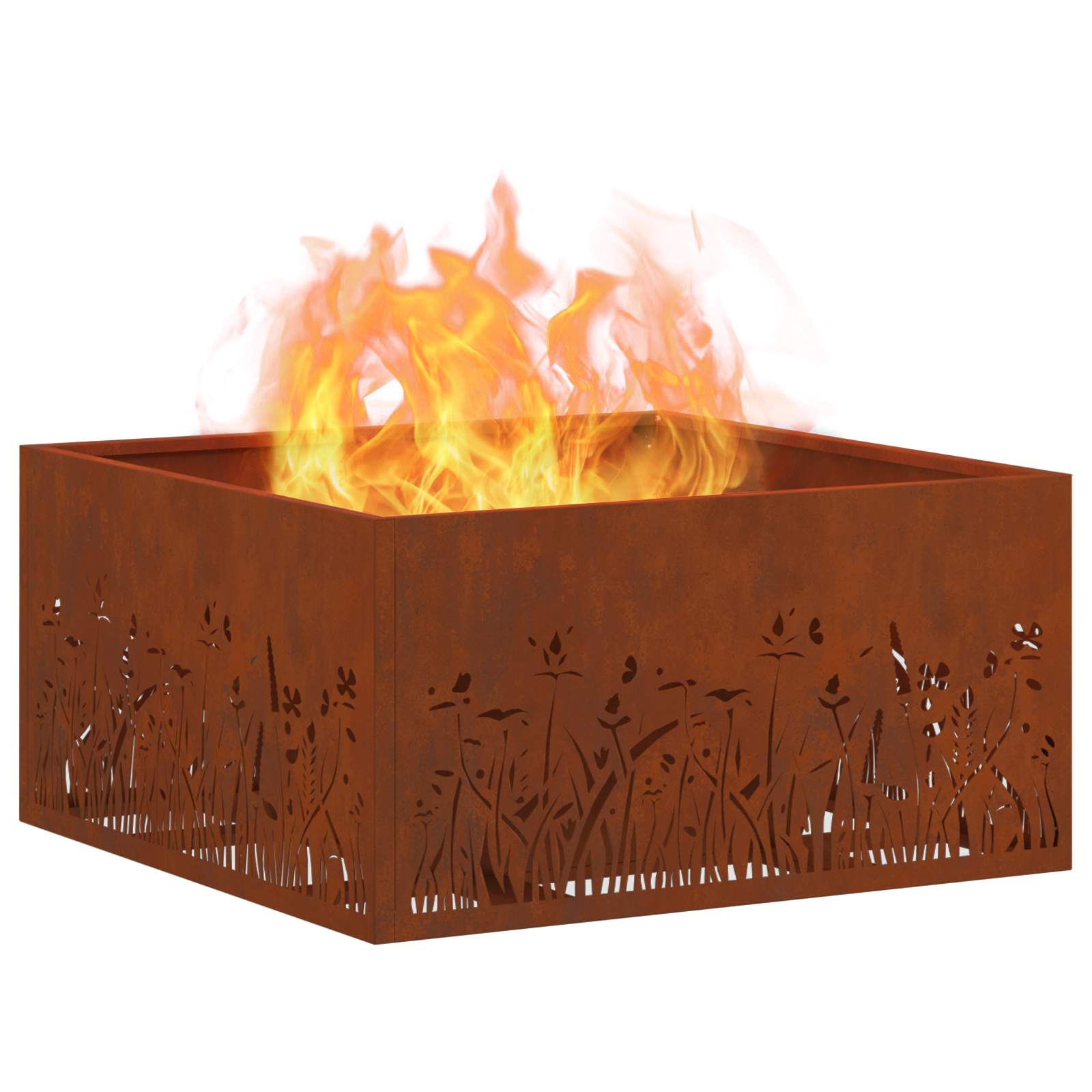 Vidaxl brasero marron 60 x 60 x 30 cm acier corten