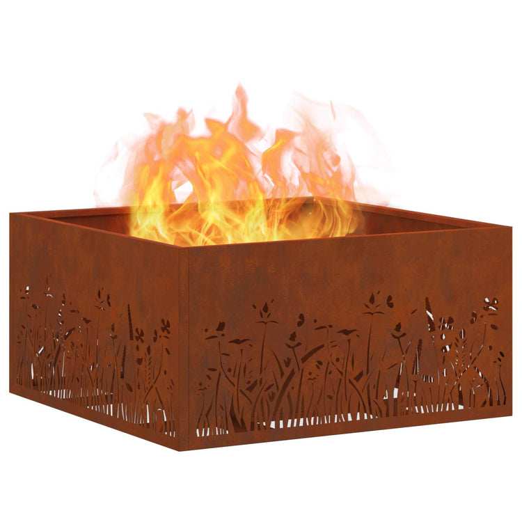 Vidaxl brasero marron 60 x 60 x 30 cm acier corten