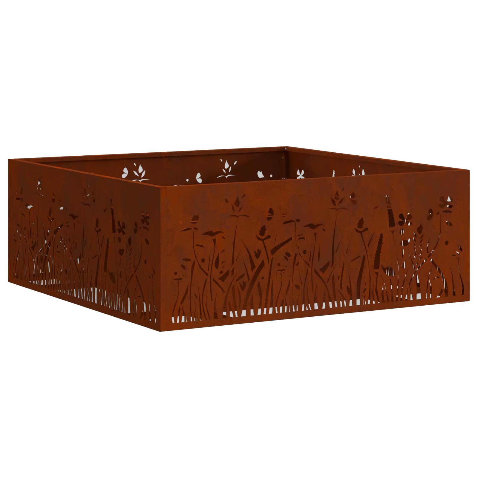 Vidaxl brasero marron 80 x 80 x 30 cm acier corten
