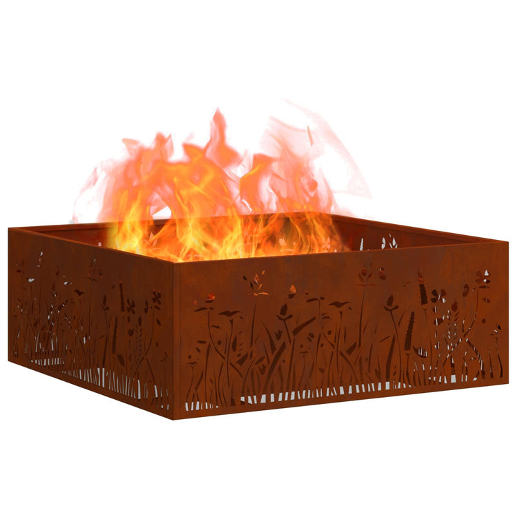 Vidaxl brasero marron 80 x 80 x 30 cm acier corten