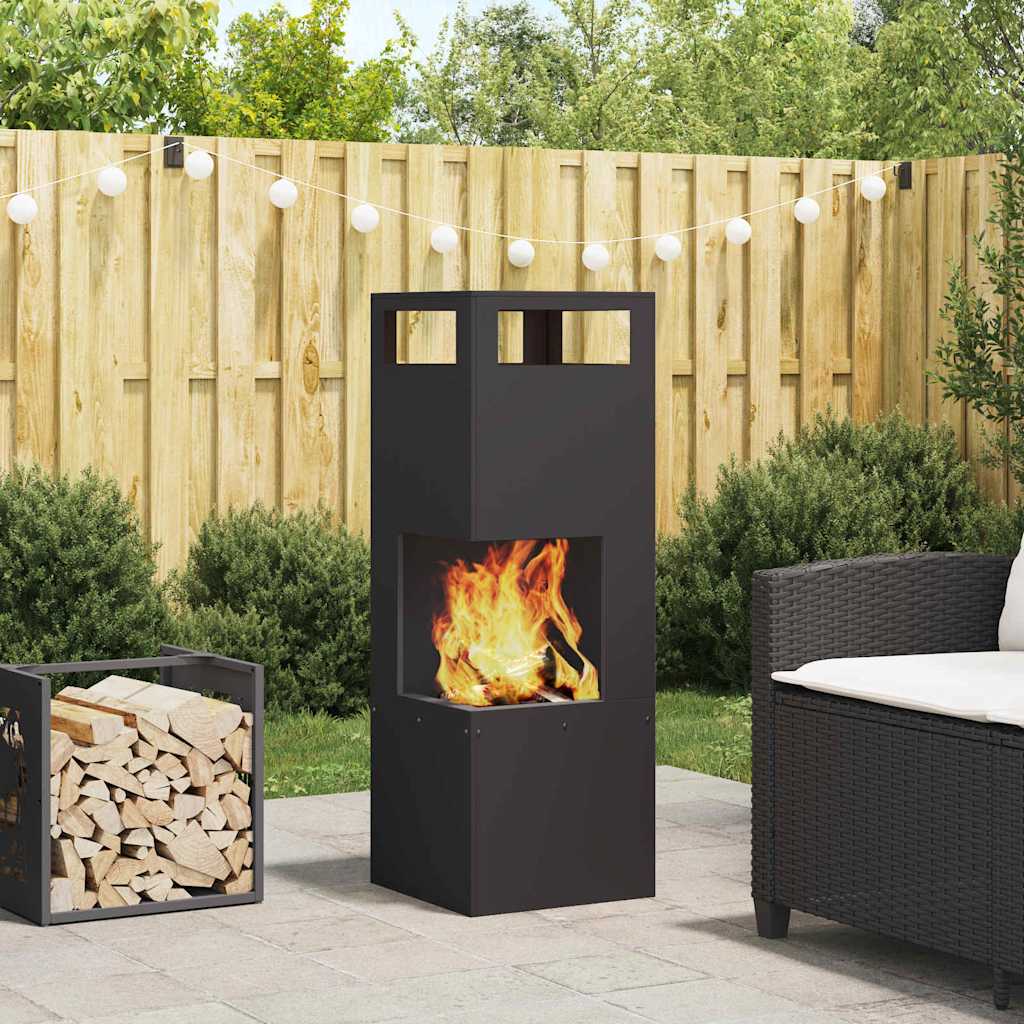 Vidaxl brasero noir 35 x 35 x 100 cm acier