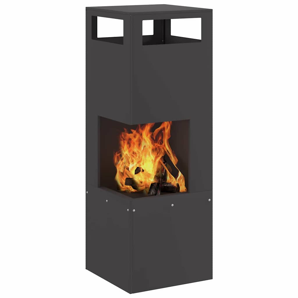 Vidaxl brasero noir 35 x 35 x 100 cm acier