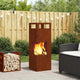 Vidaxl brasero marron 35 x 35 x 100 cm acier