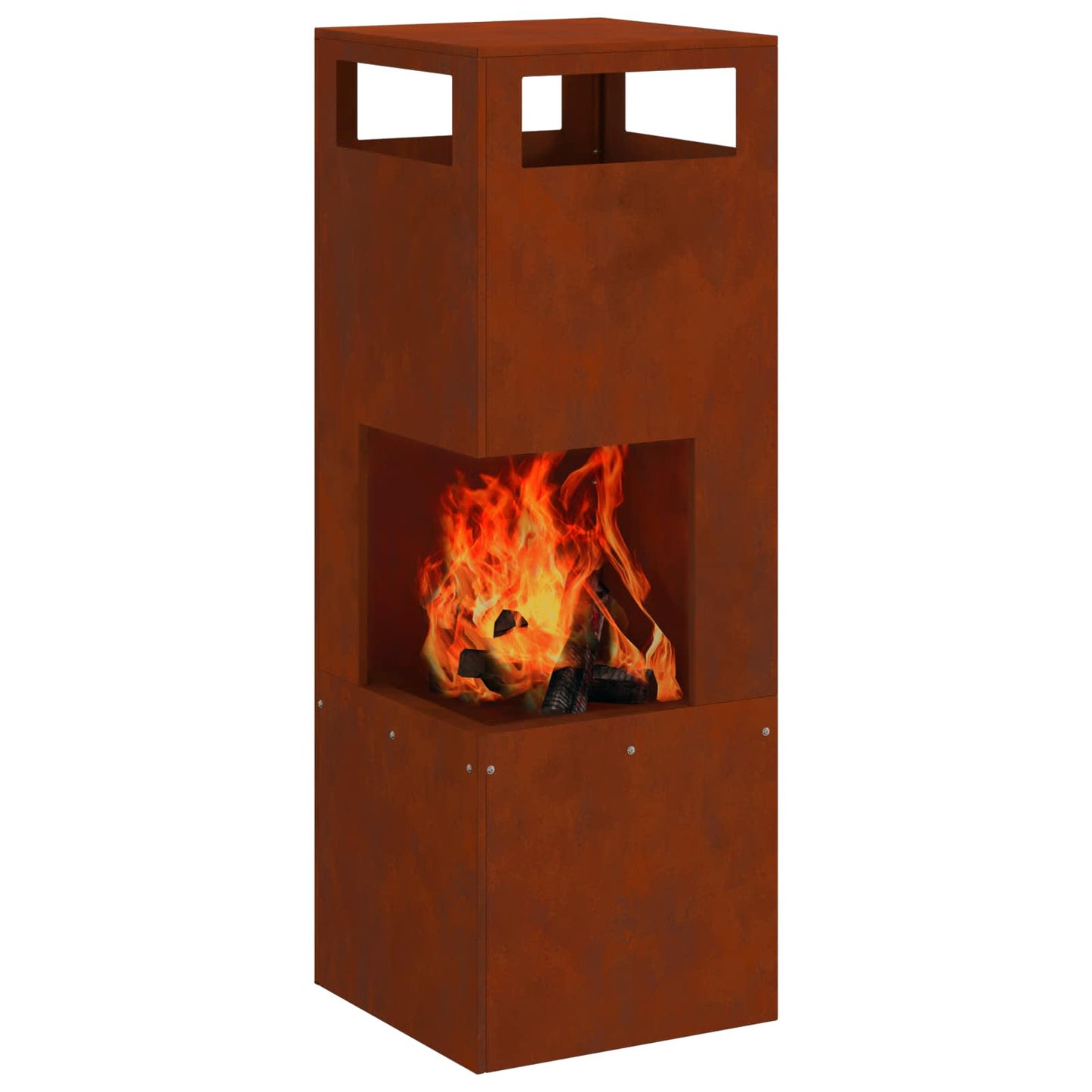 Vidaxl brasero marron 35 x 35 x 100 cm acier