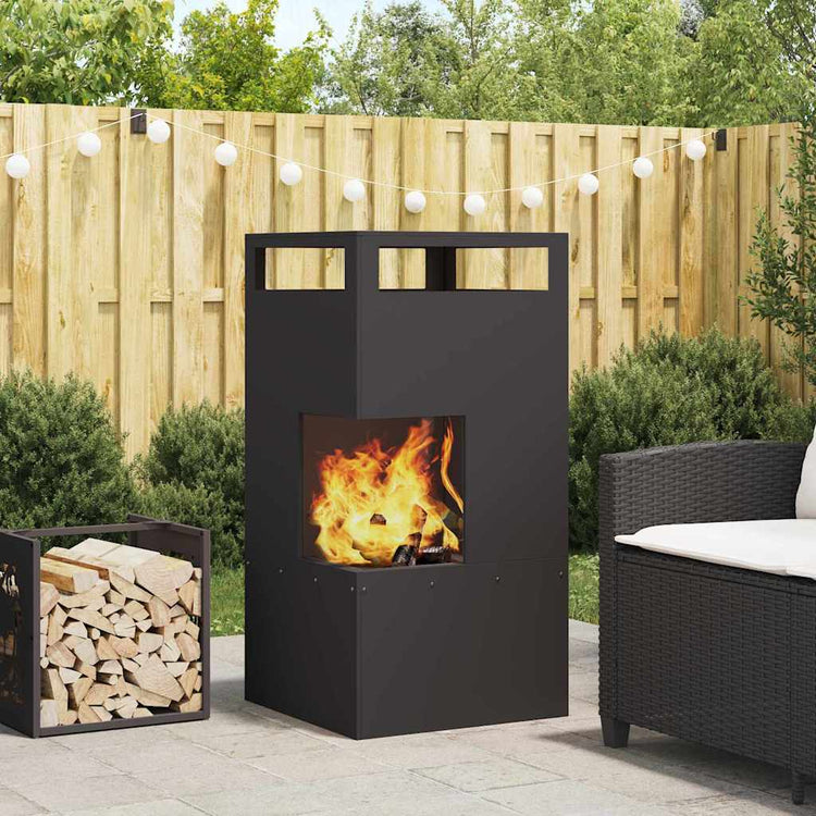 Vidaxl brasero noir 50 x 50 x 100 cm acier