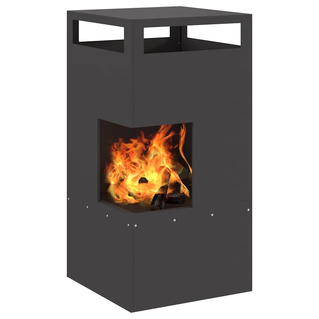 Vidaxl brasero noir 50 x 50 x 100 cm acier