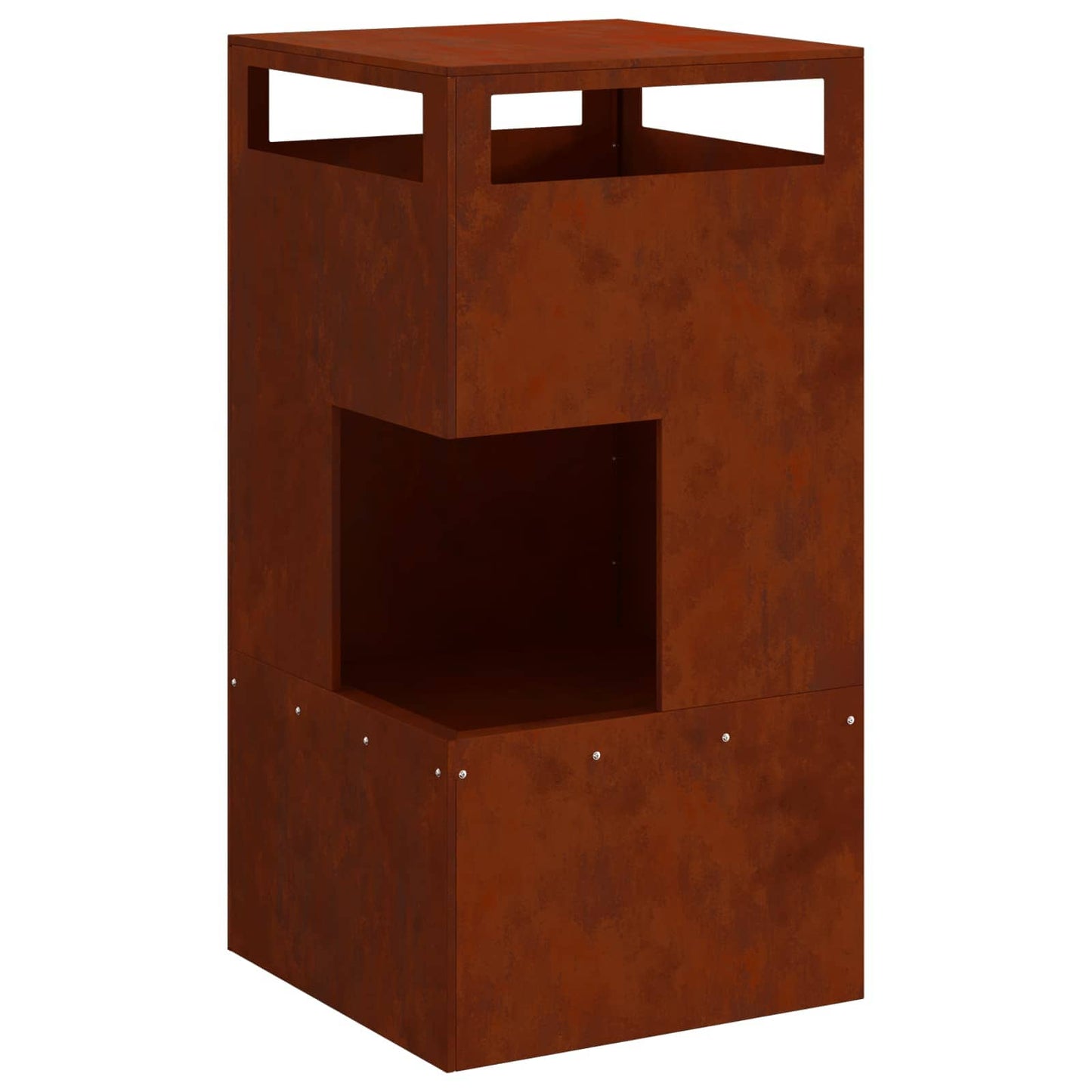 Vidaxl brasero marron 50 x 50 x 100 cm acier