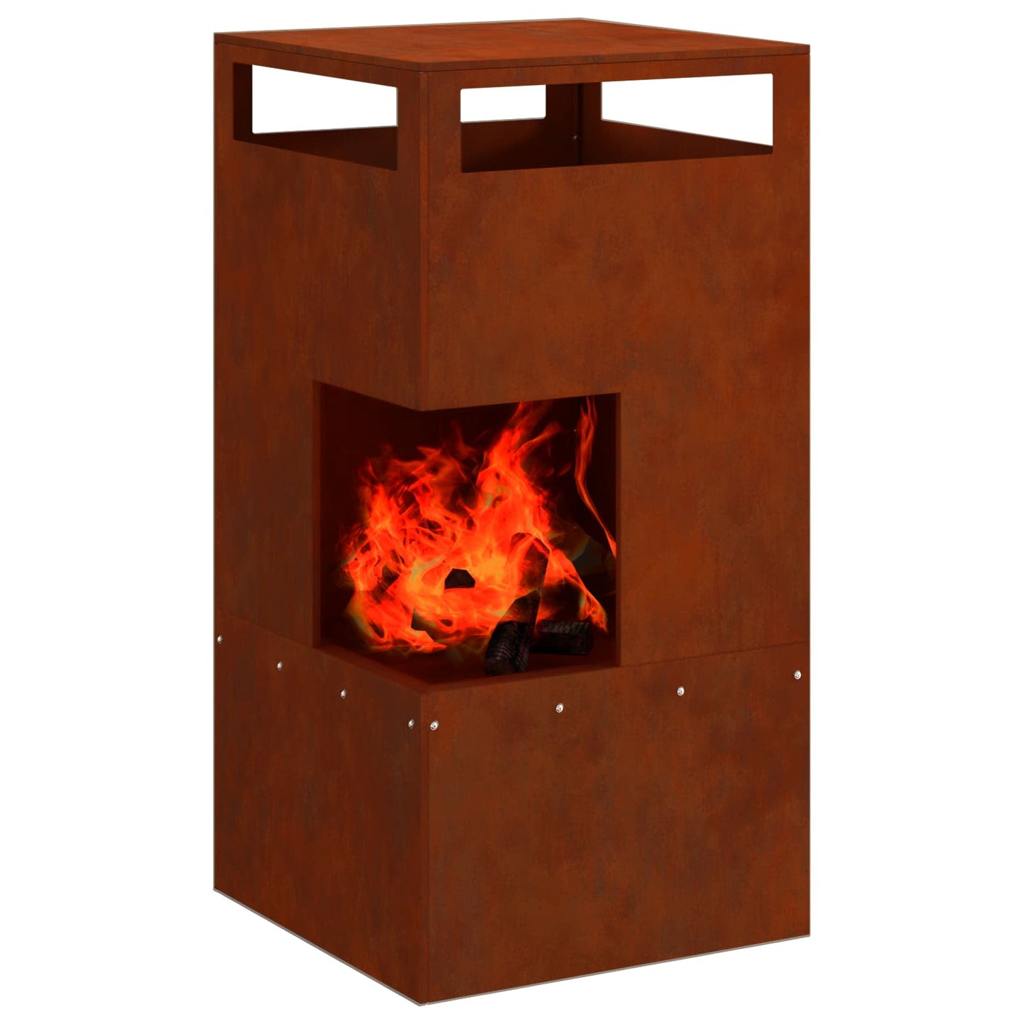 Vidaxl brasero marron 50 x 50 x 100 cm acier
