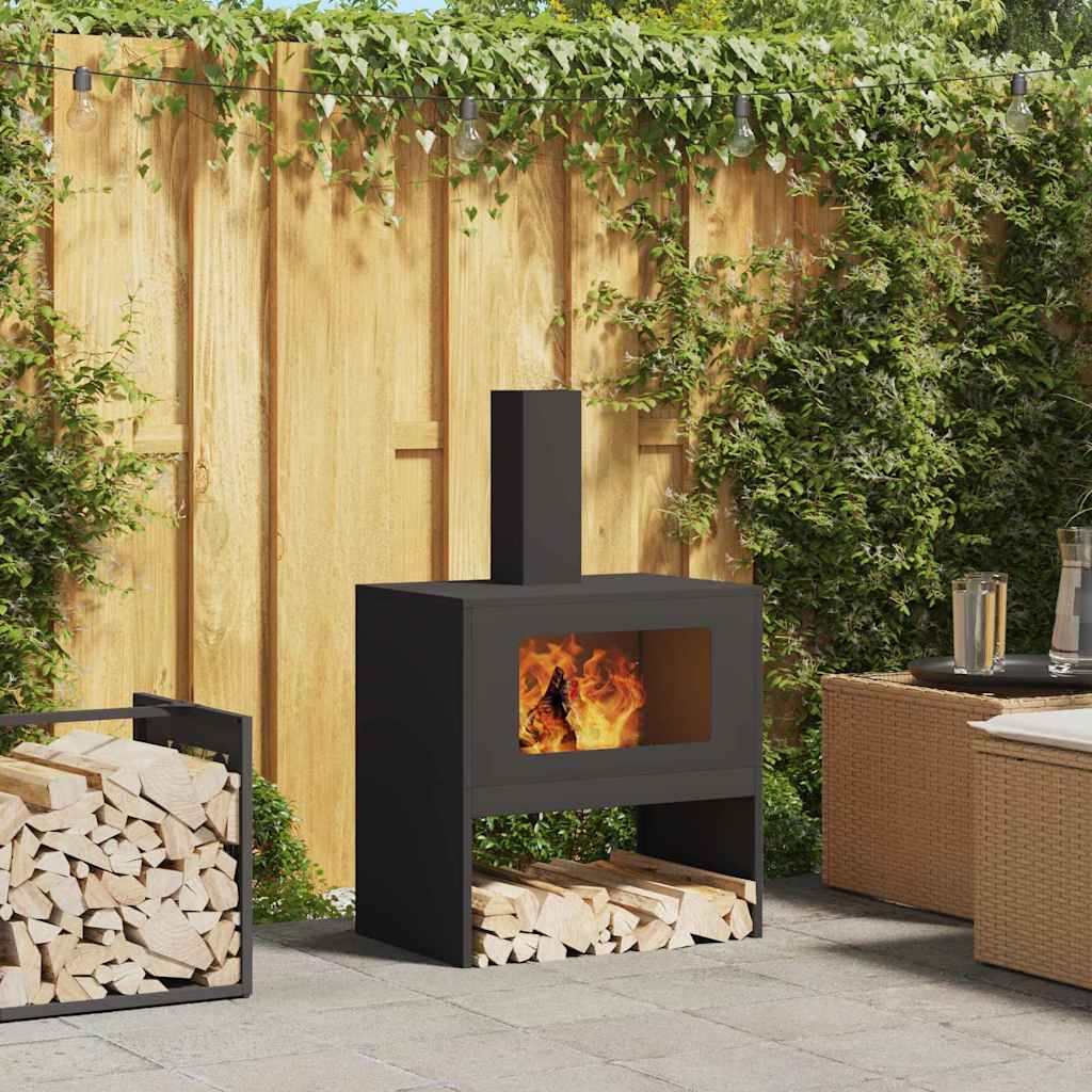 Vidaxl brasero noir 60 x 40 x 96 cm acier