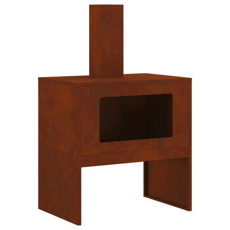 Vidaxl brasero marron 60 x 40 x 96 cm acier corten
