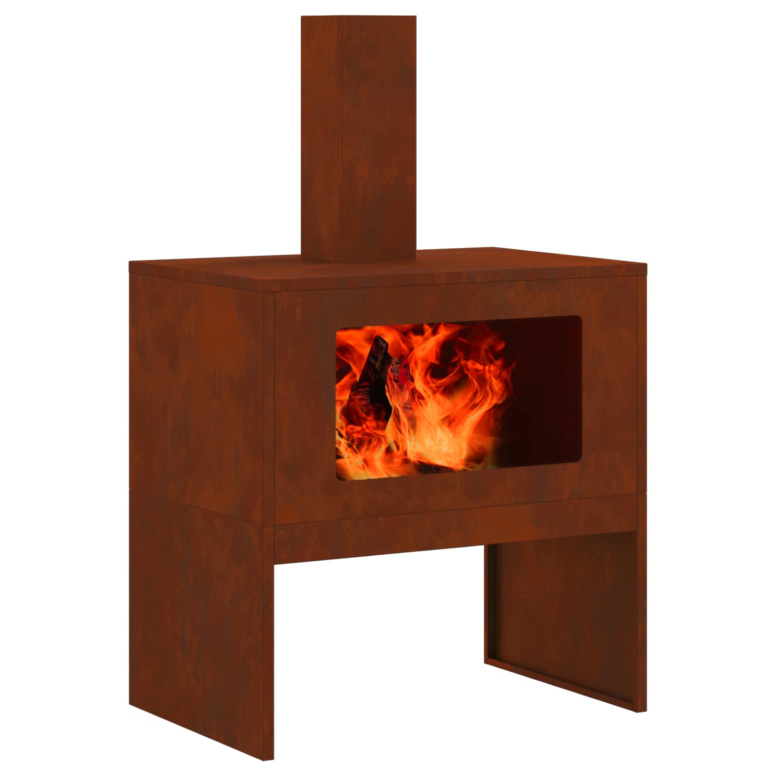 Vidaxl brasero marron 60 x 40 x 96 cm acier corten