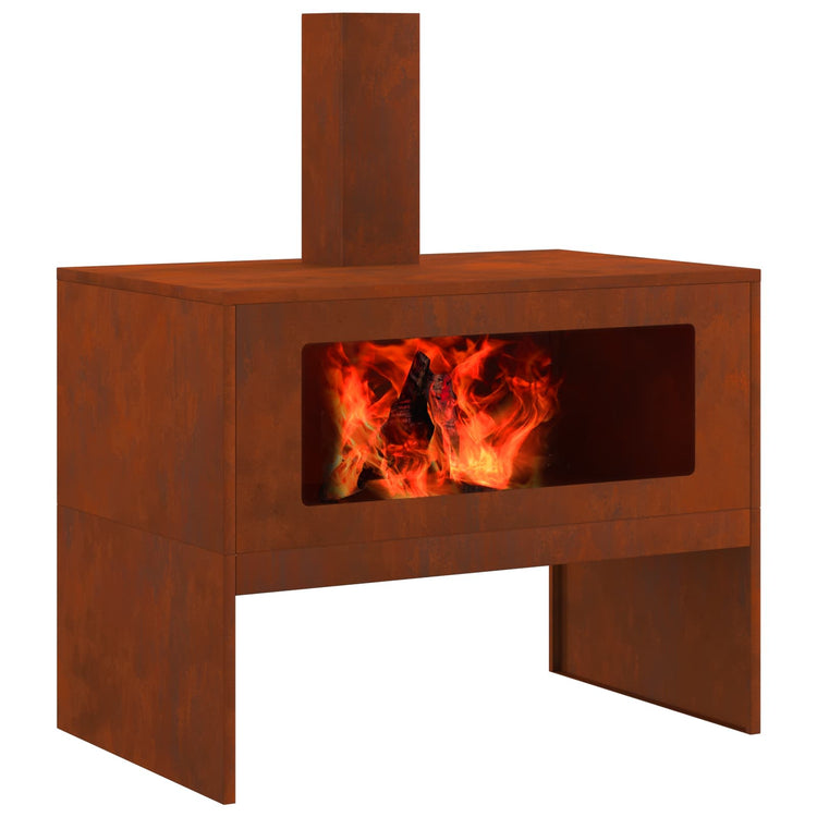 Vidaxl brasero marron 80 x 50 x 96 cm acier corten