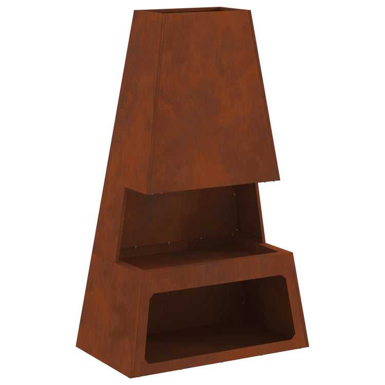 Vidaxl brasero marron 60 x 35 x 100 cm acier corten
