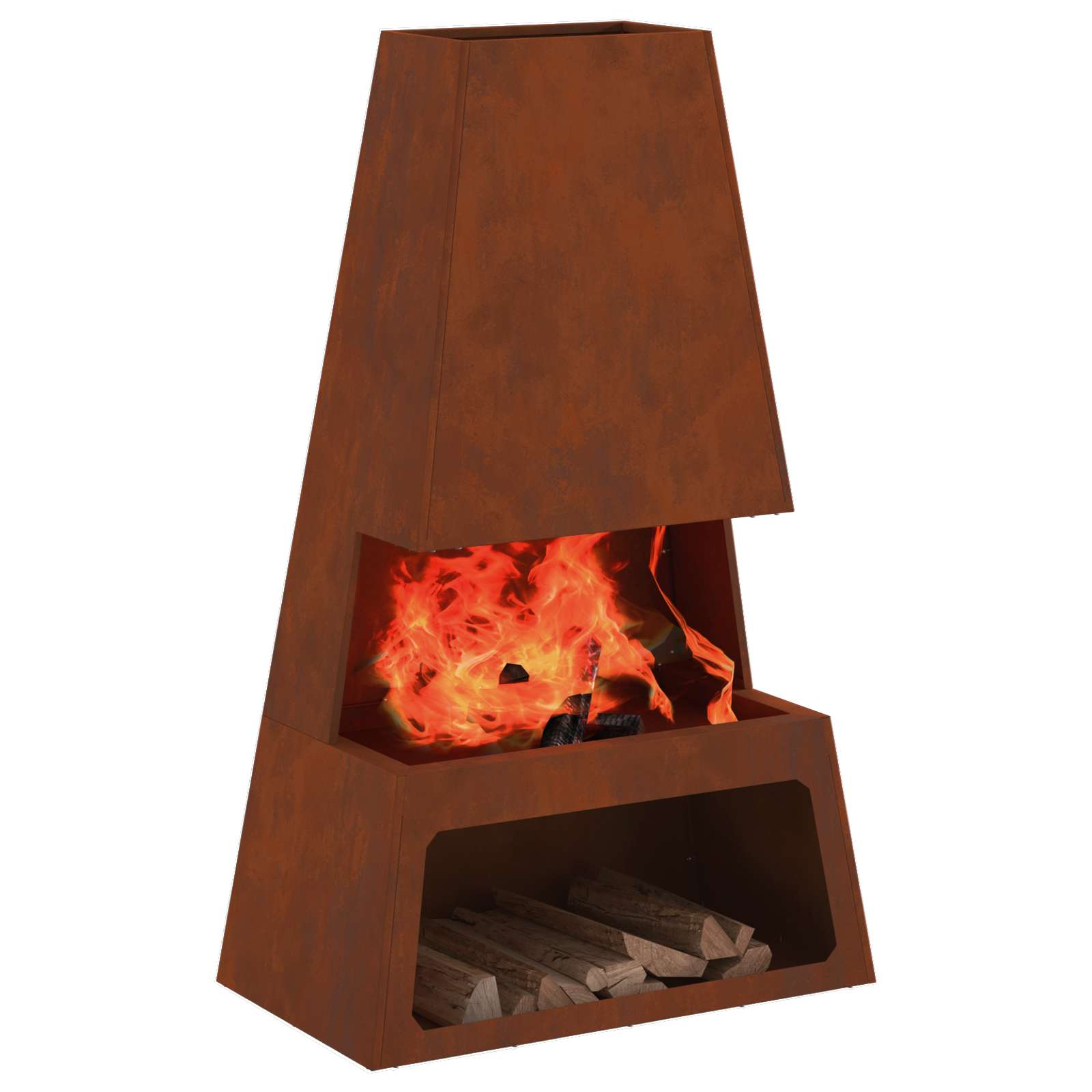 Vidaxl brasero marron 60 x 35 x 100 cm acier corten
