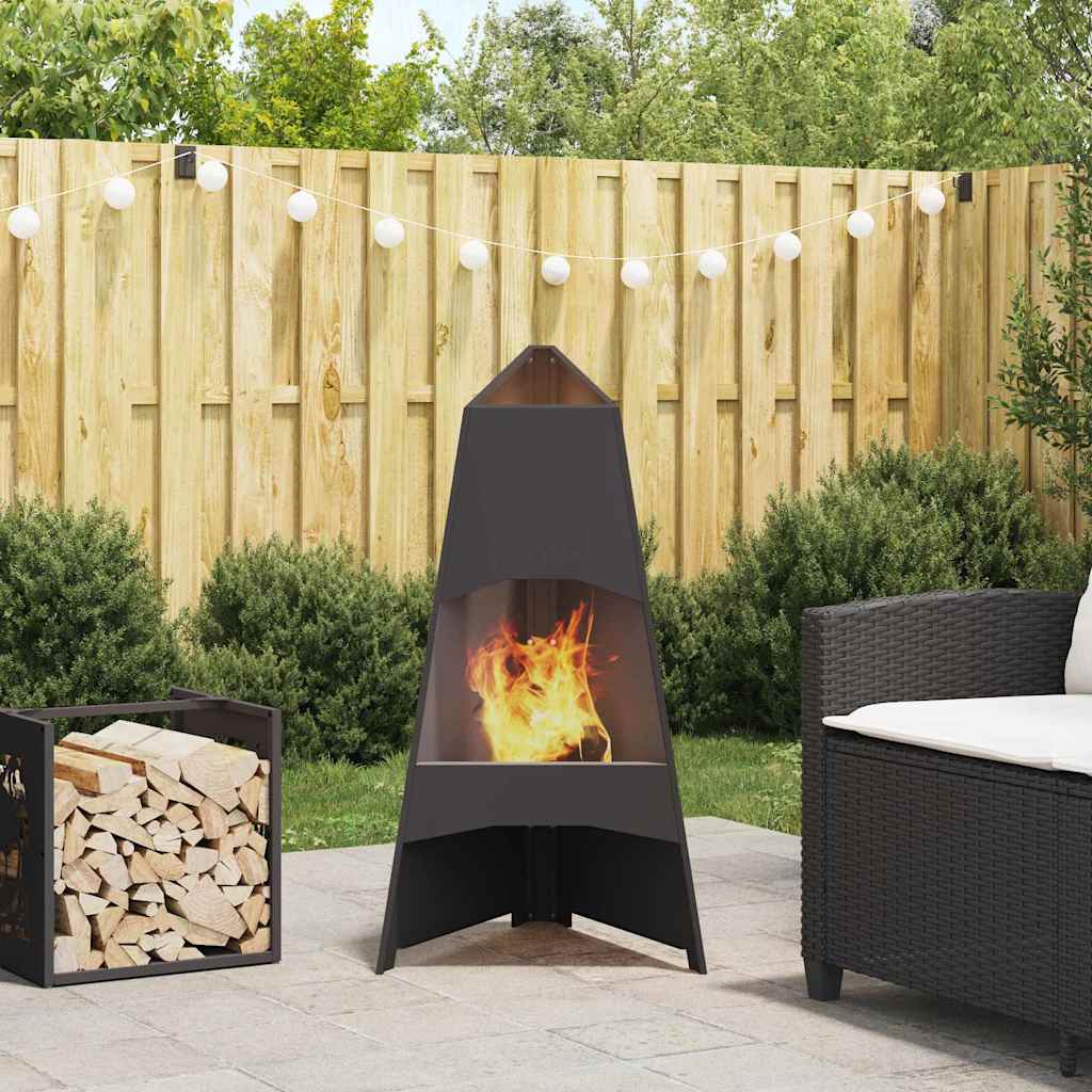 Vidaxl brasero noir 50 x 50 x 95 cm acier