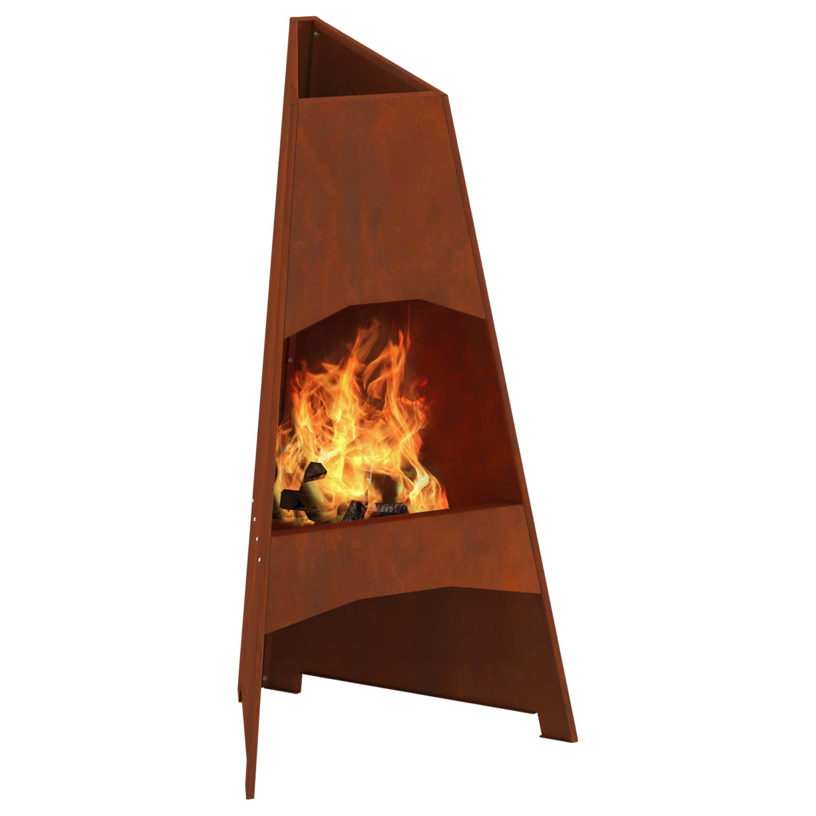 Vidaxl brasero marron 50 x 50 x 95 cm acier corten