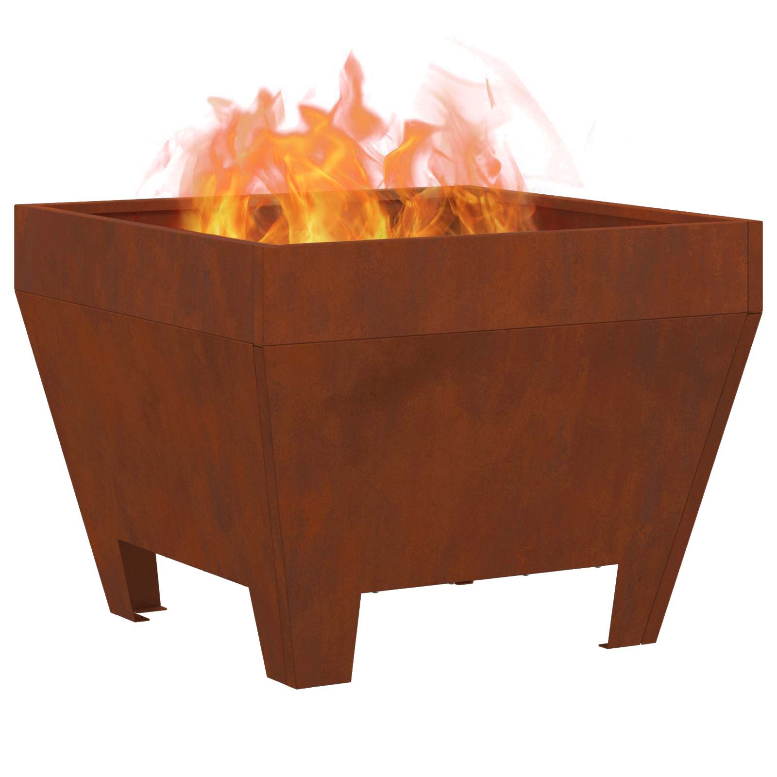 Vidaxl brasero marron 50 x 50 x 38 cm acier corten