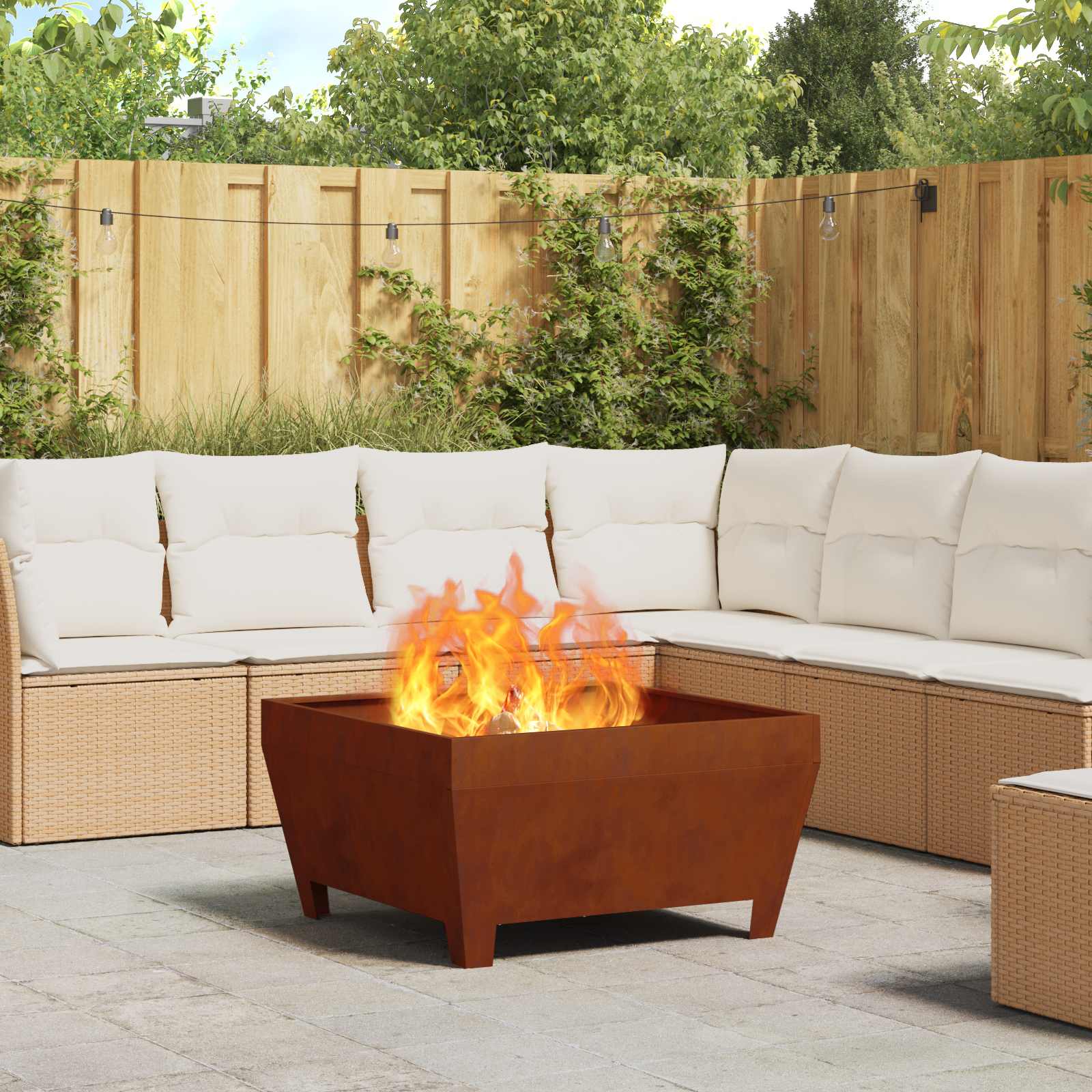 Vidaxl brasero marron 80 x 80 x 43 cm acier corten