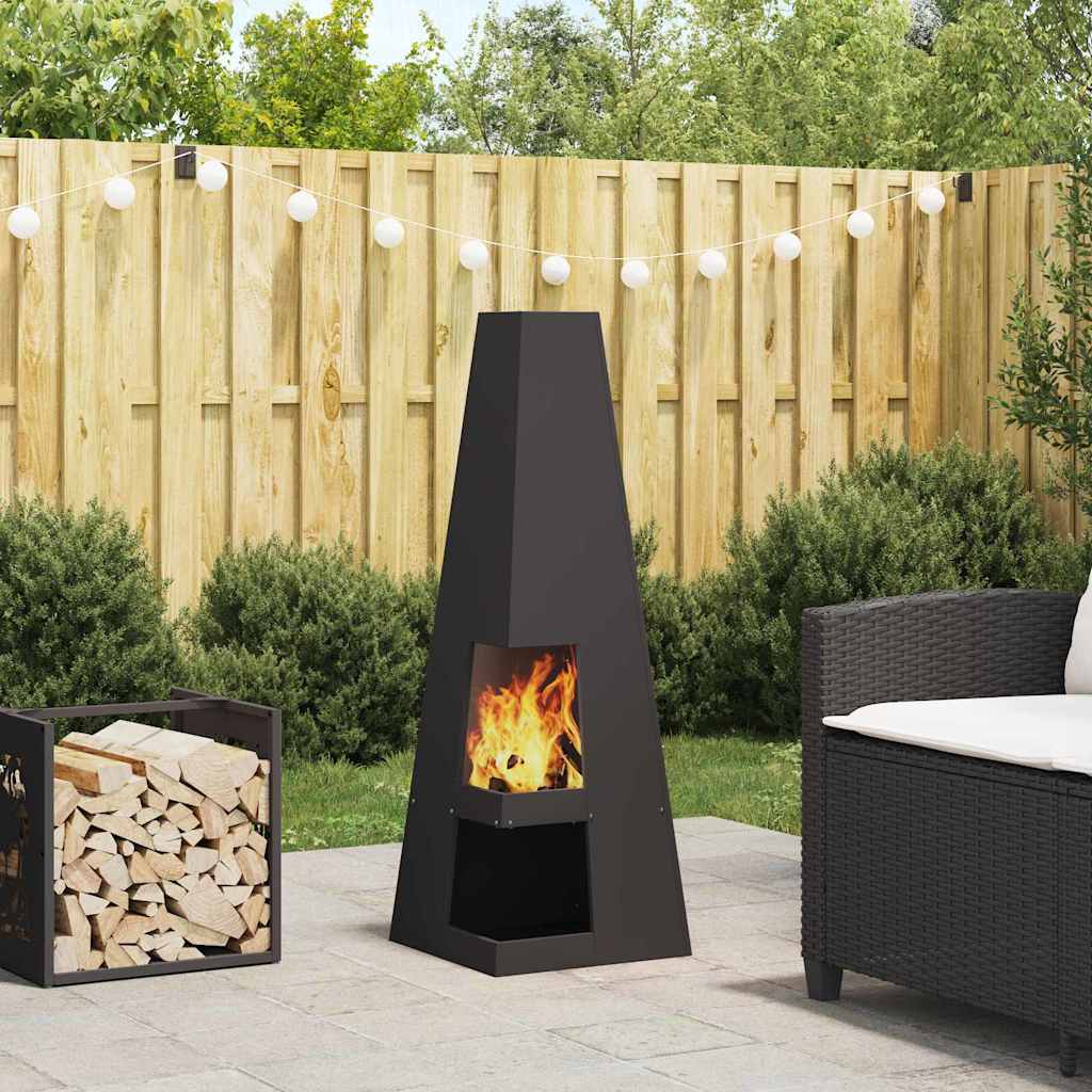 Vidaxl brasero noir 35 x 35 x 100 cm acier