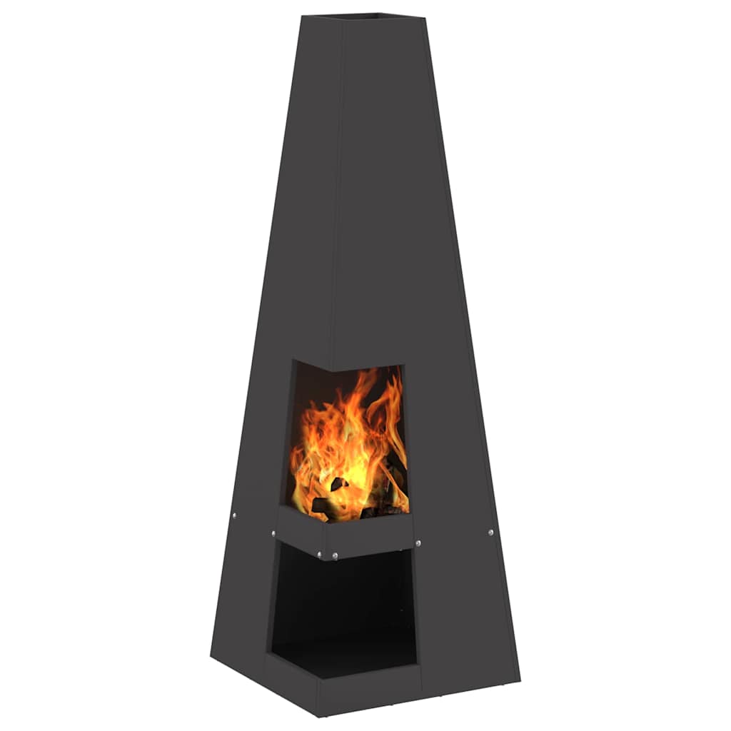 Vidaxl brasero noir 35 x 35 x 100 cm acier
