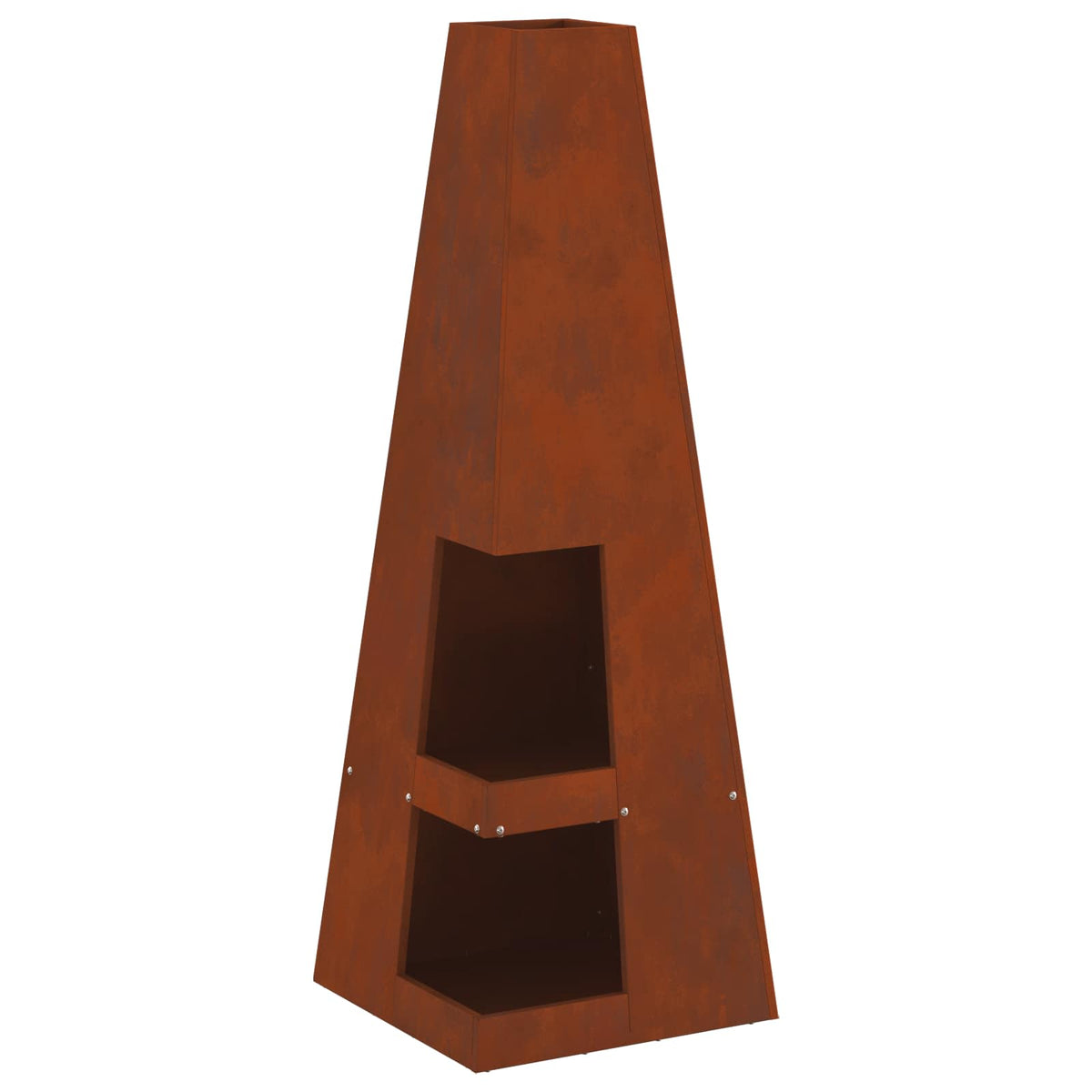 Vidaxl brasero marron 35 x 35 x 100 cm acier résistant aux intempéries