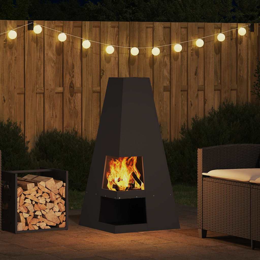 Vidaxl brasero noir 50 x 50 x 100 cm acier