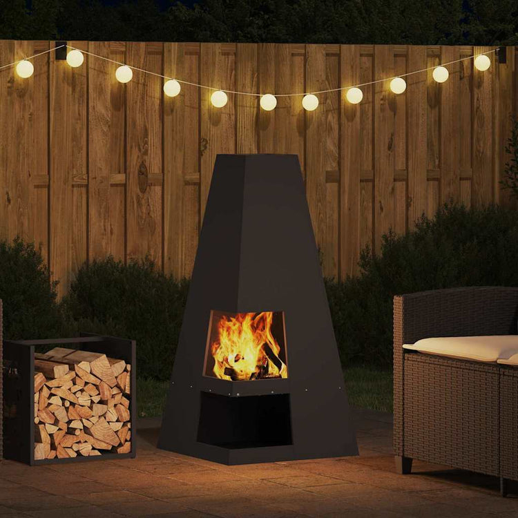Vidaxl brasero noir 50 x 50 x 100 cm acier