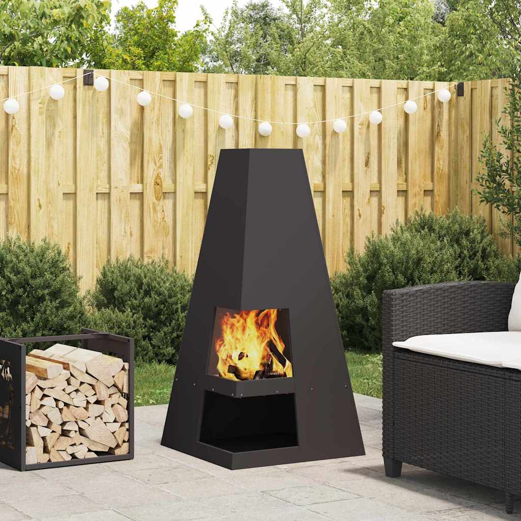 Vidaxl brasero noir 50 x 50 x 100 cm acier