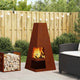 Vidaxl brasero marron 50 x 50 x 100 cm acier