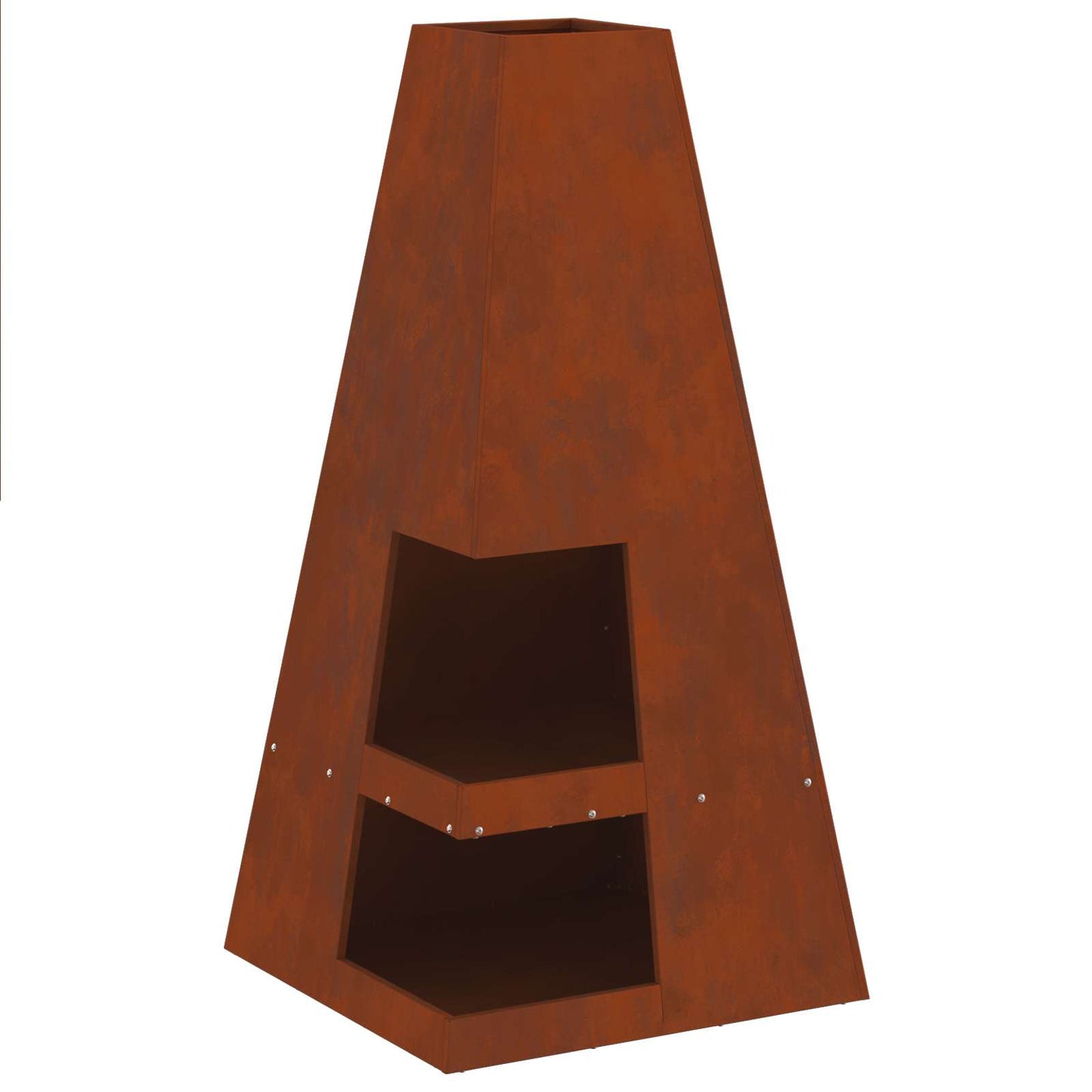 Vidaxl brasero marron 50 x 50 x 100 cm acier