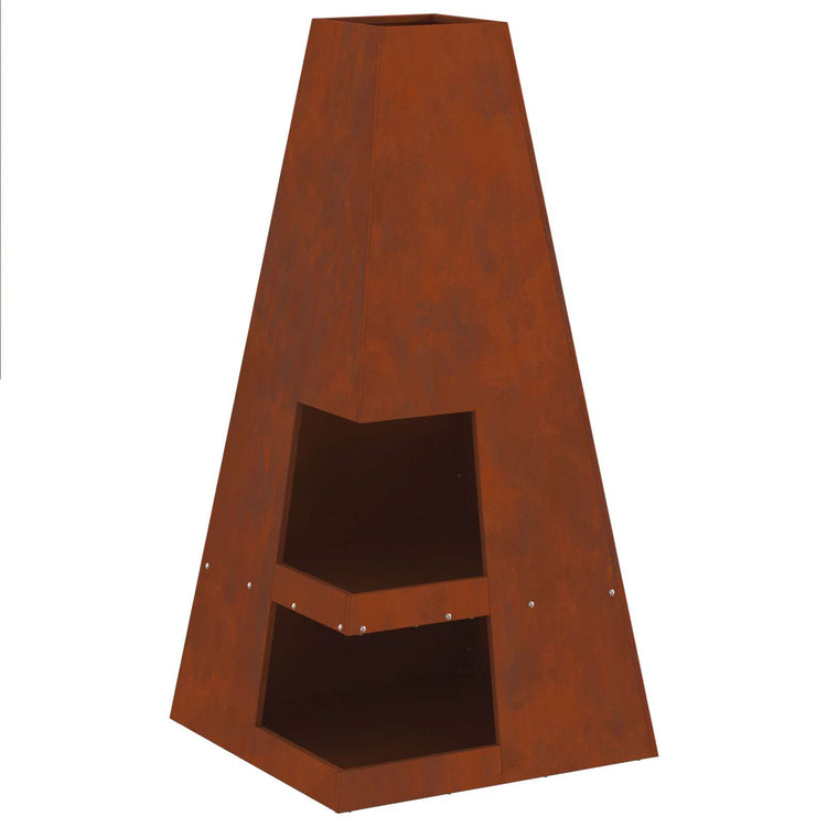 Vidaxl brasero marron 50 x 50 x 100 cm acier