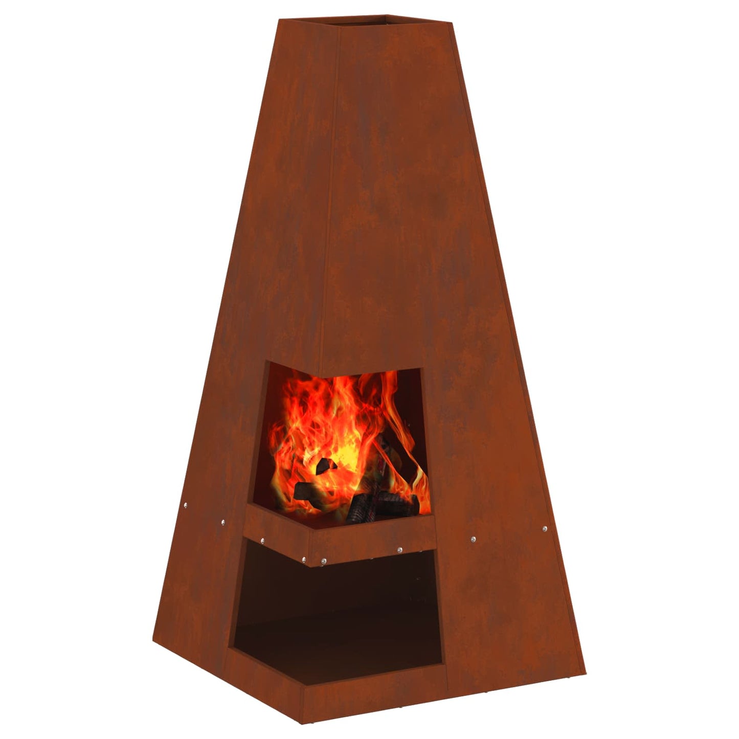Vidaxl brasero marron 50 x 50 x 100 cm acier