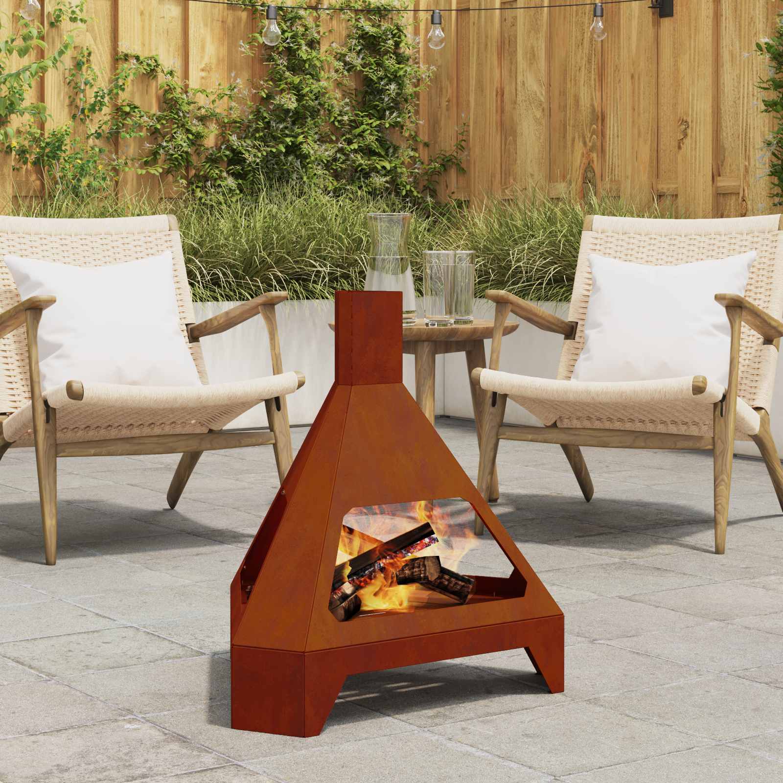 Vidaxl brasero marron 50 x 43 x 52 cm acier corten