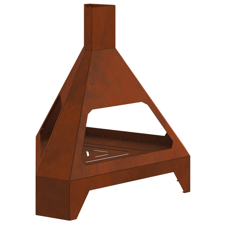 Vidaxl brasero marron 50 x 43 x 52 cm acier corten