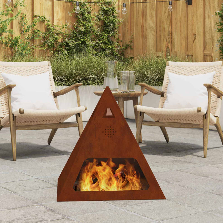 Vidaxl brasero marron 50 x 50 x 51 cm acier corten