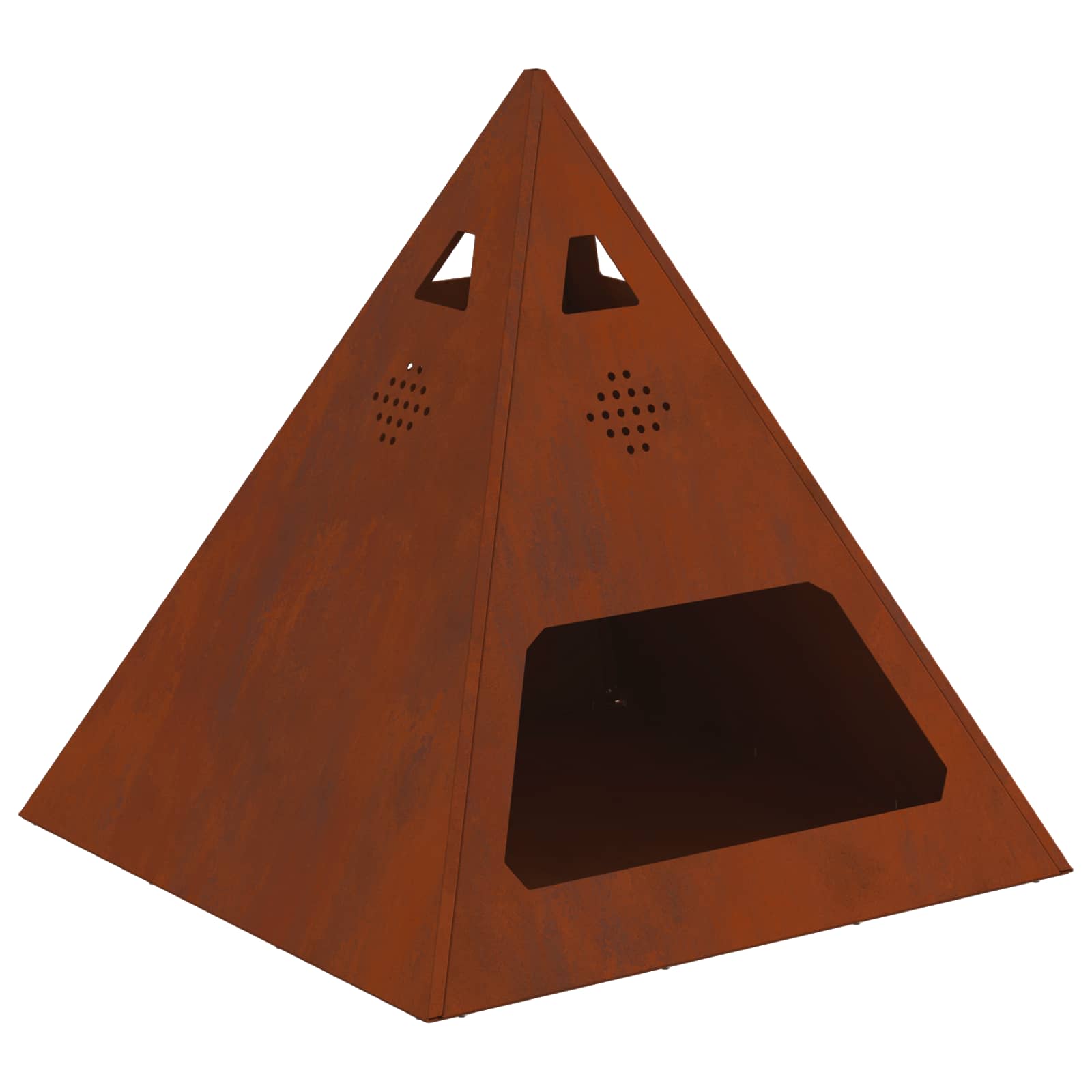 Vidaxl brasero marron 50 x 50 x 51 cm acier corten