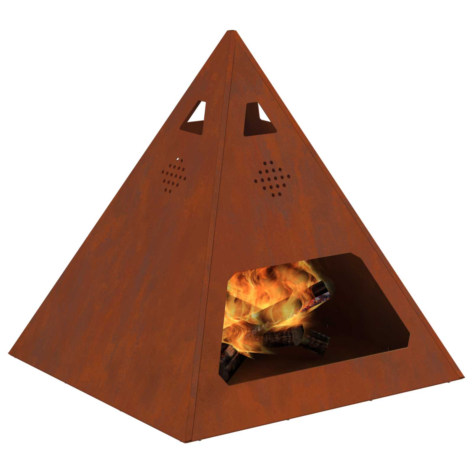 Vidaxl brasero marron 50 x 50 x 51 cm acier corten