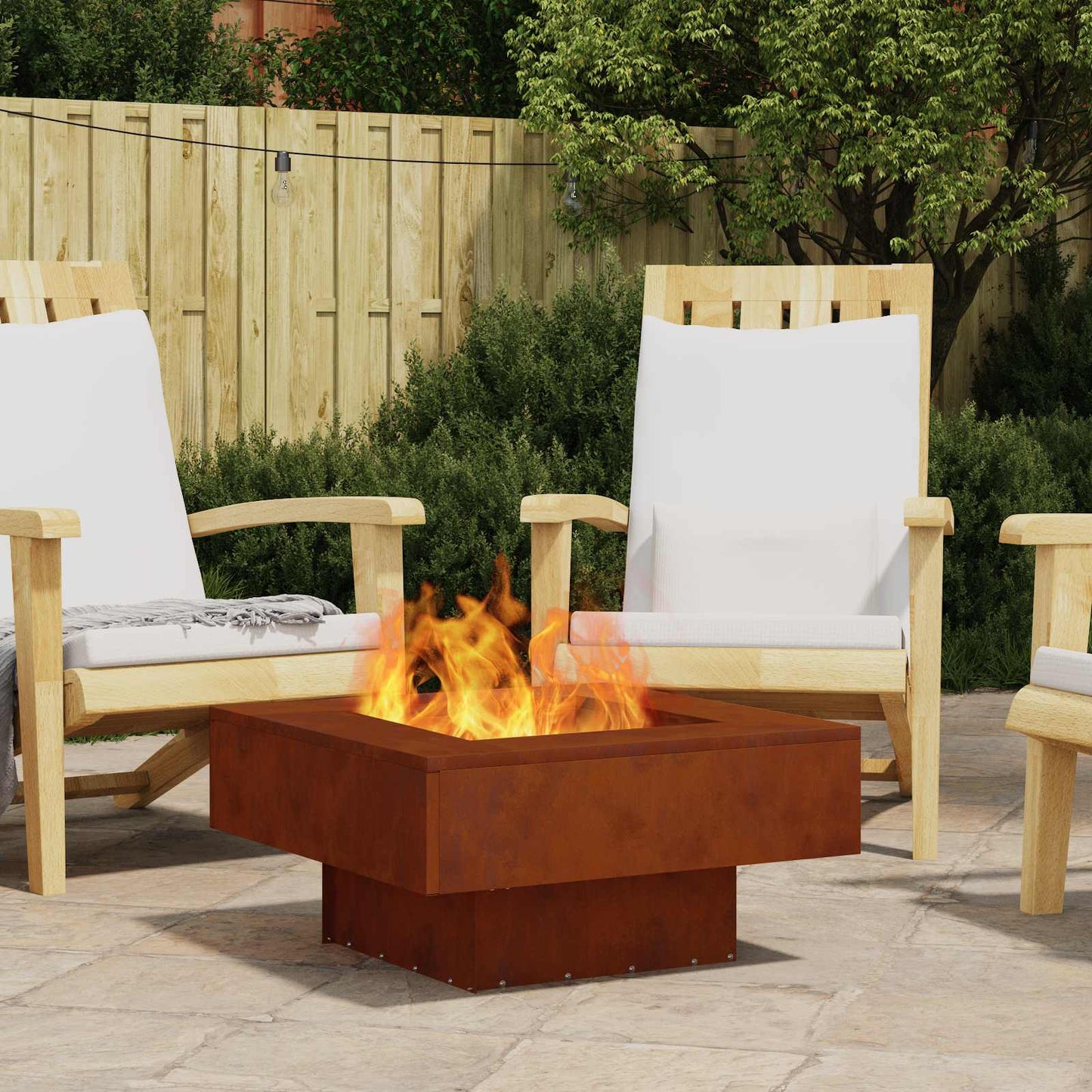 Vidaxl brasero marron 60 x 60 x 30 cm acier corten