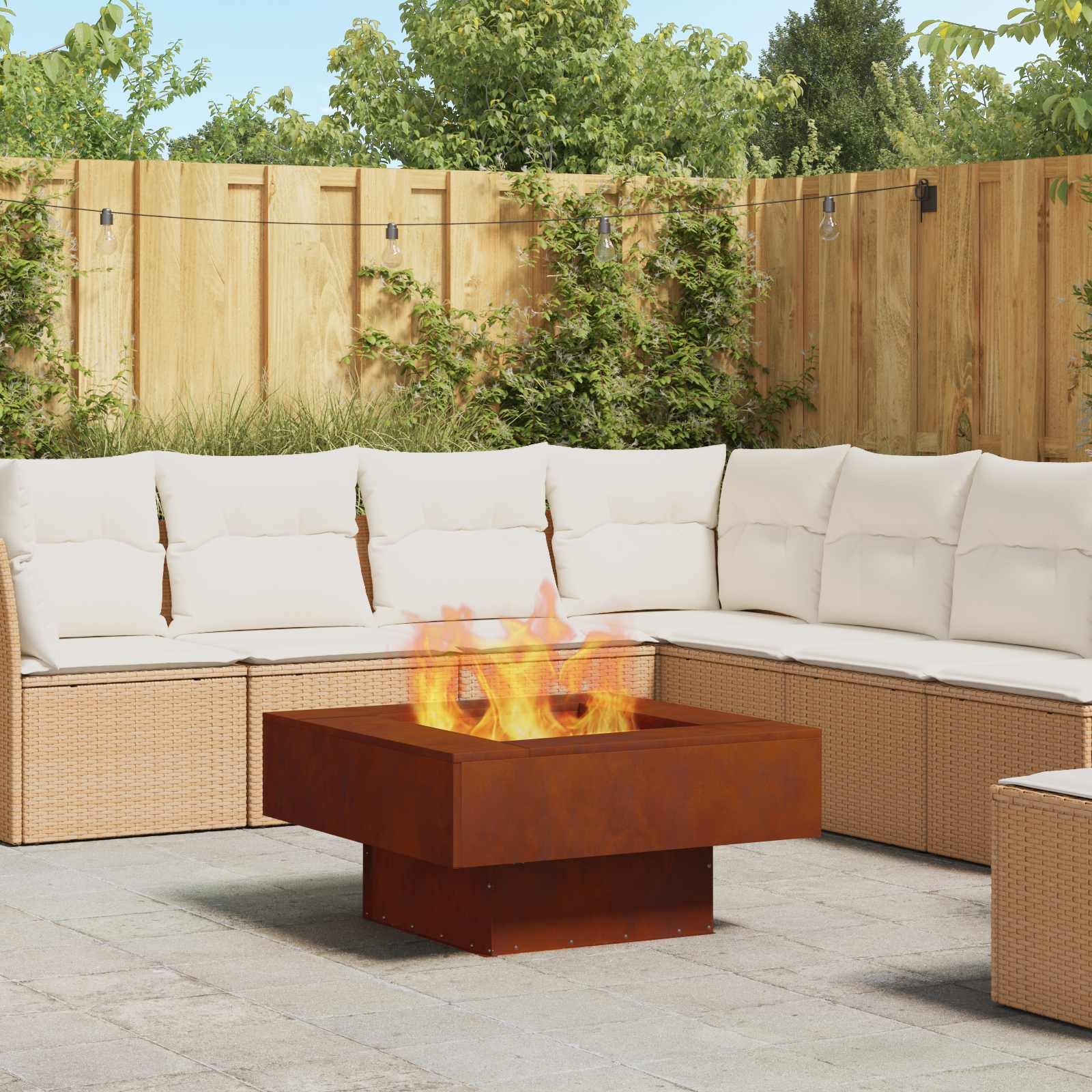 Vidaxl brasero marron 80 x 80 x 40 cm acier corten