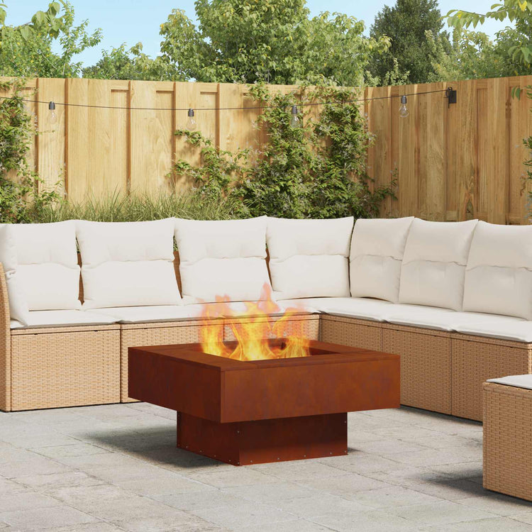 Vidaxl brasero marron 80 x 80 x 40 cm acier corten