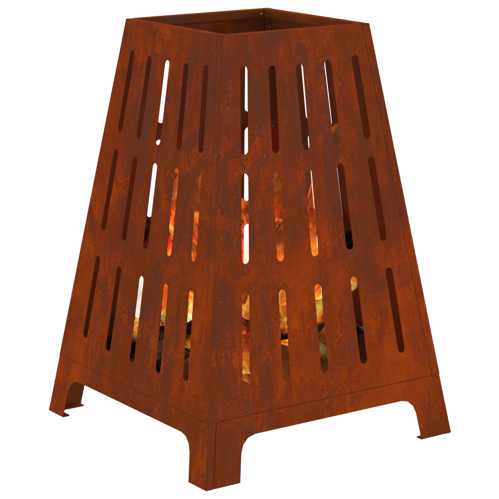 Vidaxl brasero marron 50 x 50 x 70 cm acier corten