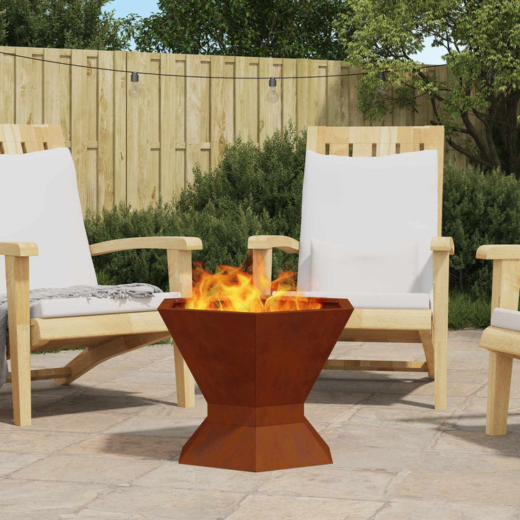 Vidaxl brasero marron 50 x 50 x 40 cm acier corten