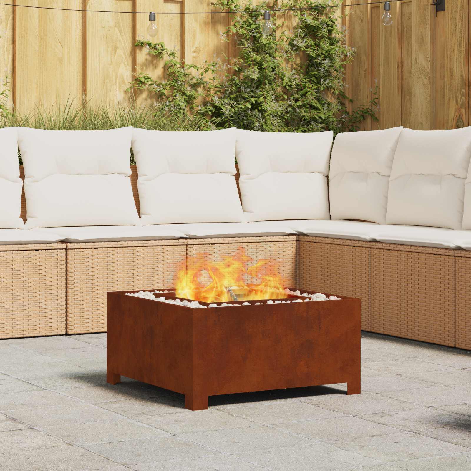 Vidaxl brasero marron 60 x 60 x 30 cm acier corten