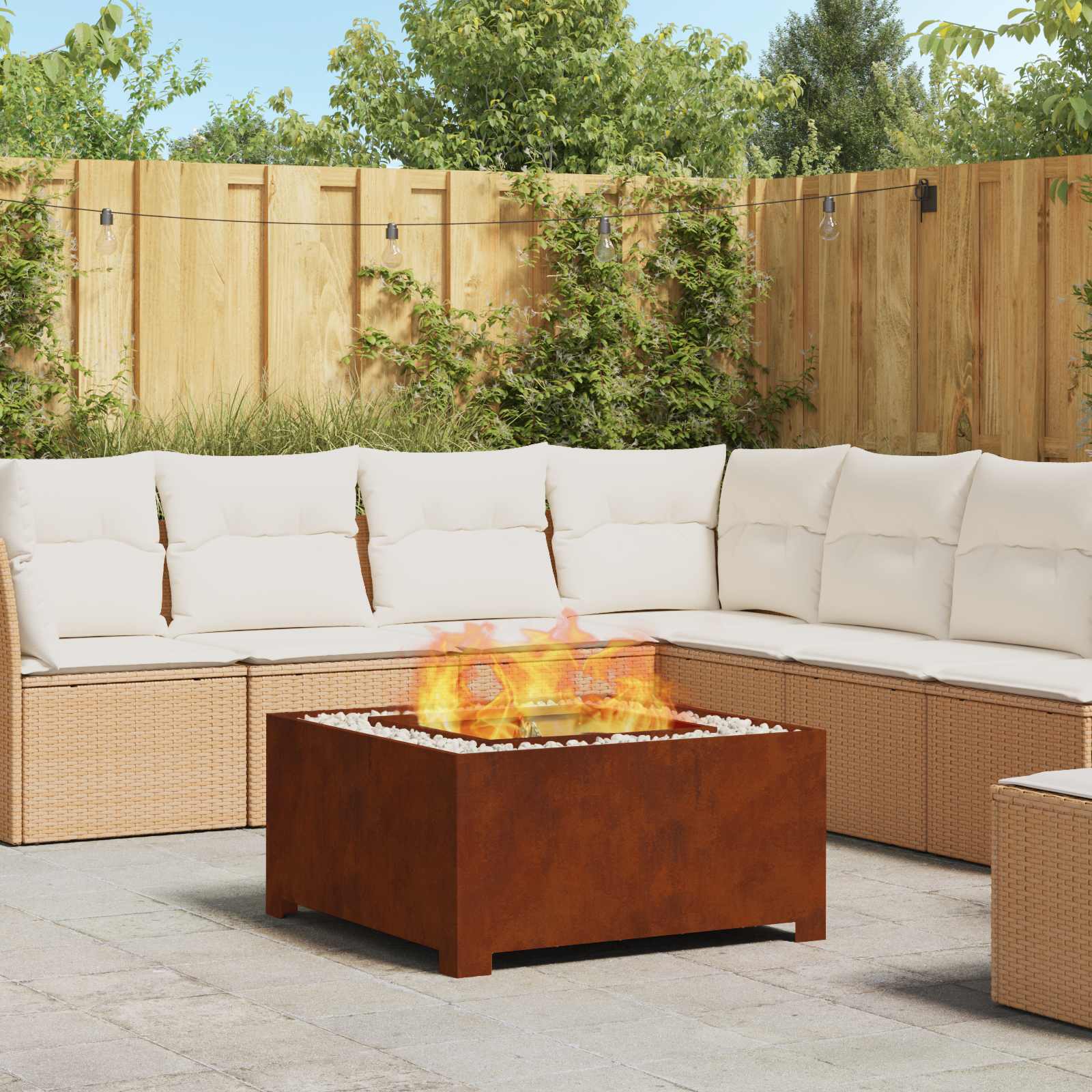 Vidaxl brasero marron 80 x 80 x 40 cm acier corten
